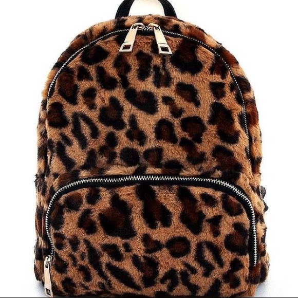Leopard Print Faux Fur Backpack-LAST ONE - Picture 4 of 6